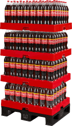 Coca-Cola 2L expo halvpall med 140 flaskor