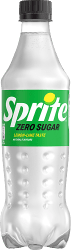 Sprite Zero Sugar 50cl PET-flaska med citron-lime smak och grön etikett, kolli om 24 flaskor med NP-pant