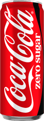Coca-Cola Zero 33cl röd sleek-burk med vit Coca-Cola-logotyp och texten zero sugar