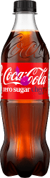 Coca-Cola Zero Cherry 50cl PET-flaska med röd etikett och körsbärsmotiv, sockerfri läsk med körsbärssmak