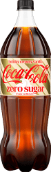 Coca-Cola Zero Holiday Creamy Vanilla 1,5L PET-flaska med guldfärgad festlig förpackning mot vit bakgrund