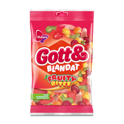 Gott & Blandat Fruity Bites 130g påse – fruktigt vingummi i 36-pack för återförsäljare