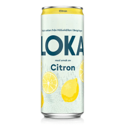 Loka Citron 33cl burk – kolsyrat mineralvatten i 20-pack för återförsäljare
