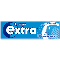 Wrigley's Extra Peppermint sockerfri tuggummi, blå förpackning 14g med 10 bitar, sugarfree peppermint