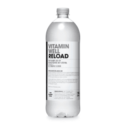 Vitamin Well Reload 1,15L flaska med vit etikett och smak av citron och lime