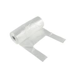 Rulle med transparenta fruktpåsar med knythandtag, 8 liter, 150 påsar per rulle, vit genomskinlig plast