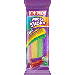 Bebeto Wacky Sticks Fizzy Fruit Mix 75g godisstänger 12-pack