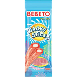 Bebeto Wacky Sticks Strawberry Vanilla 75g godisstänger 12-pack