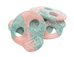 Fizzy Bubble Skulls godis i rosa och mintgrönt med surt socker, formade som skallor, 4kg bulk