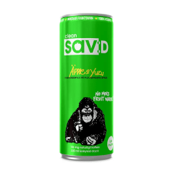 Clean Sav:D Äpple Yuzu 33cl – sockerfri energidryck med äpple och citrus i 24-pack.
