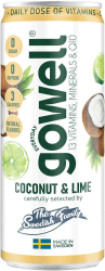 Gowell Kokos Lime 33cl burk med kokos och lime, sockerfri funktionsdryck med 13 vitaminer och mineraler, tillverkad i Sverige