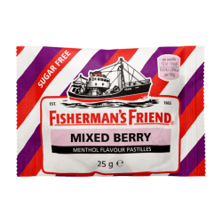 Fisherman’s Friend Mixed Berries 25g – sockerfria halstabletter i 24-pack.