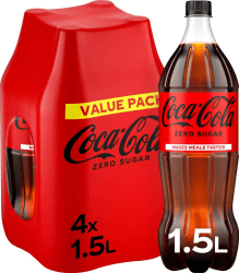 Coca-Cola Zero 1,5L – sockerfri cola i 4-pack.