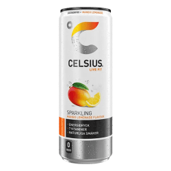 Celsius Mango Lemonade 355ml – sockerfri energidryck med mango och lemonad i 24-pack.