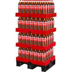 Coca-Cola 2 liter 140 flaskor på ½ pall expo för butik och kampanj.