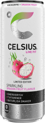 Celsius Live Fit Dragon Fruit 250ml sockerfri energidryck i slim-burk med drakfruktsmotiv och Limited Edition-märkning