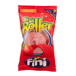 FINI Roller Strawberry – segt rullgodis med jordgubbssmak i 18-pack.