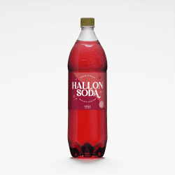 Vasa Bryggeri Gammaldags Hallon Soda i klar PET-flaska 150cl med blå etikett och olivgrön kork