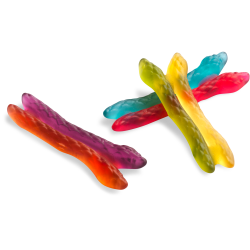 Haribo Twin Snakes geléormar i flera färger parade två och två, söta och syrliga smaker, lösvikt 1kg