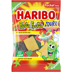 Haribo Pasta Frutta 80g – fruktiga godisremmar i 26-pack.