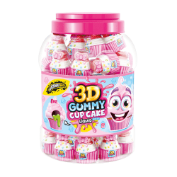 JB 3D Cup Cake med fyllning 18g – godis i cupcakeform i 60-pack.