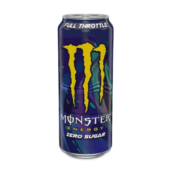 Monster Energy Full Throttle Zero Sugar 500 ml burk med mörkblå design, gult Monster-logotyp och texten Zero Sugar