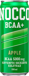 Grön NOCCO BCAA+ burk i äppelsmak, 330 ml, koffeinfri och sockerfri kolsyrad funktionsdryck med 5000 mg BCAA