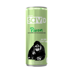 Grön 33 cl burk av Clean Savd Päron med gorillaillustration och texten No More Fruit Waste