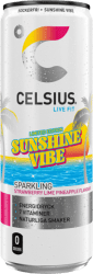 Celsius Sunshine Vibe 355ml burk, limited edition, sockerfri energidryck med smak av jordgubb, lime och ananas