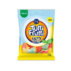 Tutti Frutti Salty Fruits 120g fruktgodis med saltlakrits 24-pack