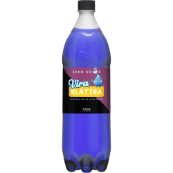 Vira Blåtira Zero Sugar 150cl PET-flaska med blå kolsyrad dryck och Vasa Bryggeri-etikett
