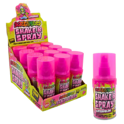 Screamers Shake & Spray Watermelon displaybox med 12 rosa flaskor à 60ml och en flaska stående bredvid förpackningen
