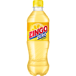 Zingo Zero Citron 50cl plastflaska med gul etikett och gult lock, sockerfri citronläsk