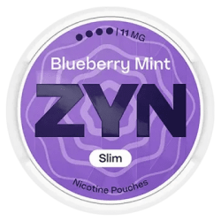ZYN Blueberry Mint Slim 11mg S4 dosa med tobaksfria nikotinpåsar 10-pack