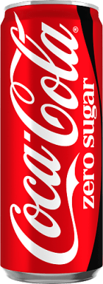 Zoom bild av Coca-Cola Zero 33cl röd sleek-burk med vit Coca-Cola-logotyp och texten zero sugar