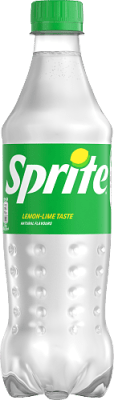 Zoom bild av Sprite 50cl PET-flaska med grön etikett och vit Sprite-logotyp, smak av citron och lime
