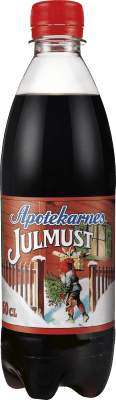 Zoom bild av Apotekarnes Julmust 50cl PET-flaska med röd kork och klassisk julettikettdesign med tomte