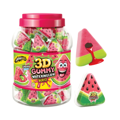 Zoom bild av JB 3D Gummy Watermelon 18g – gelégodis i vattenmelonform i 60-pack.