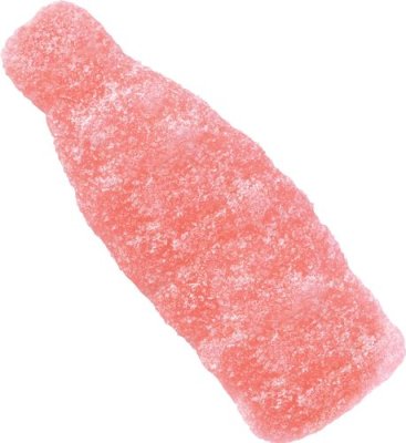 Zoom bild av Syrligt rosa gelégodis i flaskform med sockrig yta, smaksatt med grapefrukt, storpack 2090g från Malaco