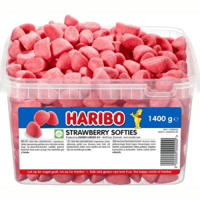 Haribo Strawberry Softies lösvikt 1,4kg – mjukt jordgubbsgodis för butik.