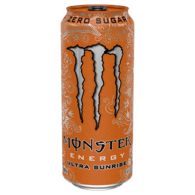 Monster Ultra Sunrise 473ml – sockerfri energidryck med apelsinsmak i 12-pack.
