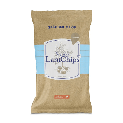 Zoom bild av Svenska Lantchips Gräddfil & Lök 200g – chips i 10-pack.
