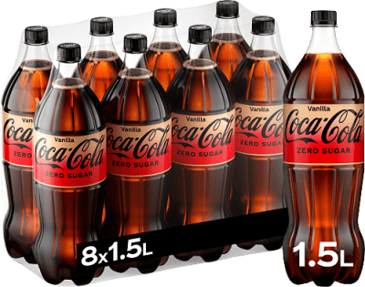 Coca-Cola Zero Sugar Vanilla 150cl flaska sockerfri vaniljcola 8-pack