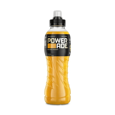 Powerade Golden Mango 50cl – sportdryck med mangosmak i 12-pack.