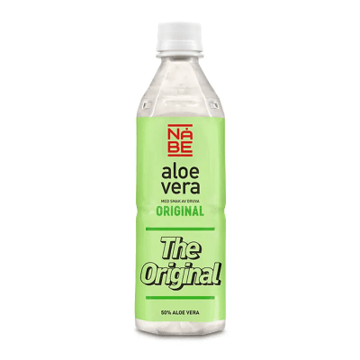 Zoom bild av Nåbe Aloe Vera Original 50cl flaska med grön etikett och druvsmak, 50% aloe vera