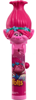 Zoom bild av License Mix Pop Ups Lollipop 12x10g med Trolls Poppy-figur i rosa förpackning