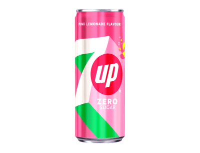 7UP Zero Pink Lemonade 33cl – sockerfri lemonad med rosa citrussmak i 20-pack.