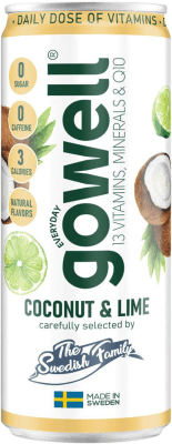 Zoom bild av Gowell Kokos Lime 33cl burk med kokos och lime, sockerfri funktionsdryck med 13 vitaminer och mineraler, tillverkad i Sverige