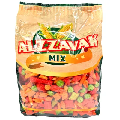 Zoom bild av Alzawwak Mix stor påse med grön och beige förpackning märkt Special Mixed, fylld med färgglada blandade snacksbitar i olika form