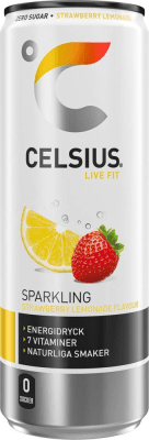 Zoom bild av CELSIUS Sparkling Strawberry Lemonade 355ml burk, sockerfri energidryck med smak av jordgubb och lemonad, 7 vitaminer, zero suga